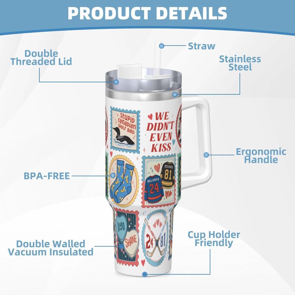 Large Portable Stainless Steel Thermal Tumbler with Straw