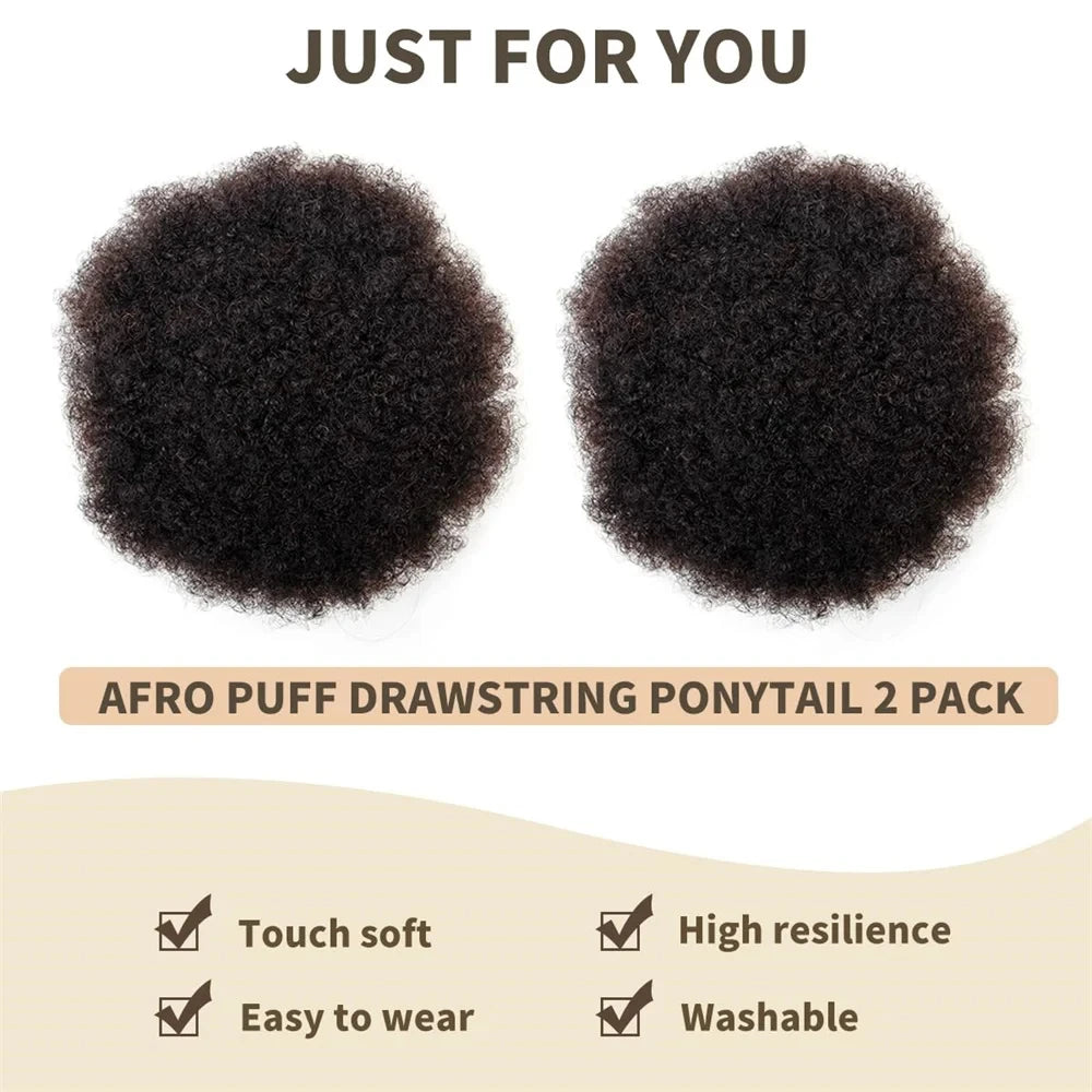 Curly Remy Afro Puff Drawstring Ponytail Extension – Natural Hair