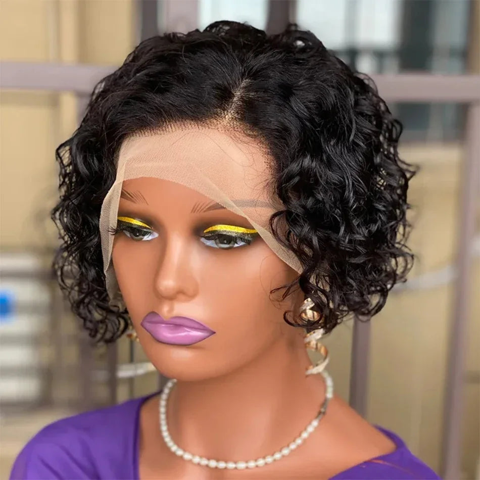 Peruvian Curly Pixie Bob Lace Front Wig – Short Natural Style