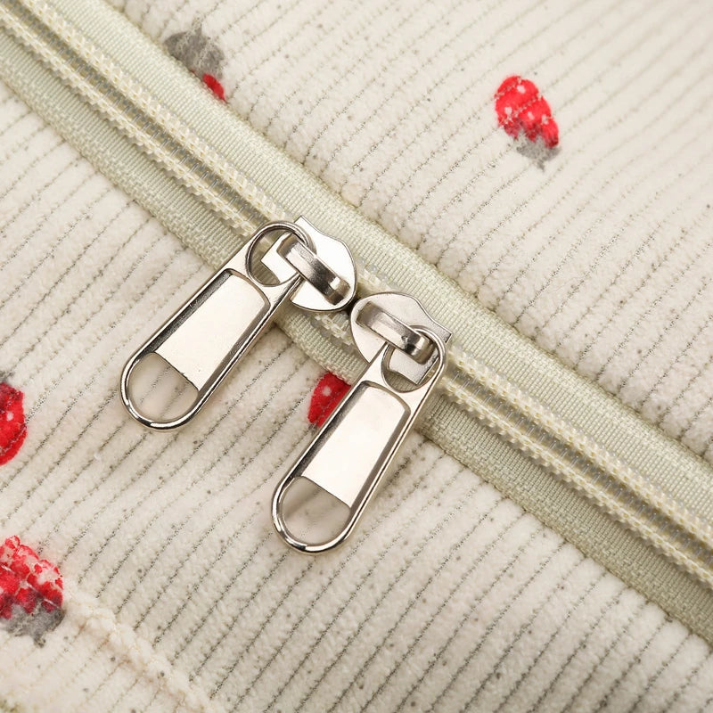Corduroy Tote Bag with Shoe Compartment