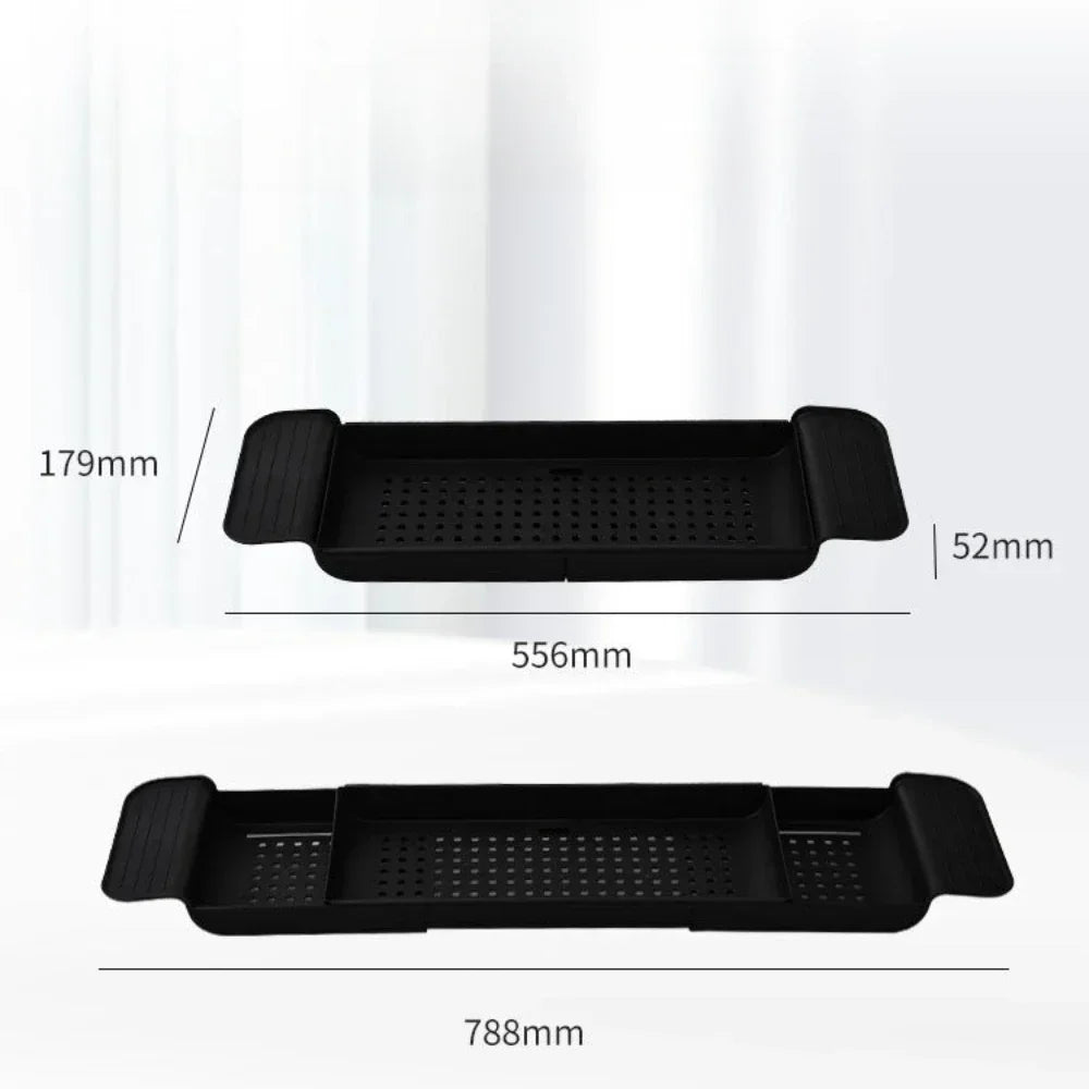 Adjustable Bathtub Rack - Telescopic Plastic Drainage Shelf