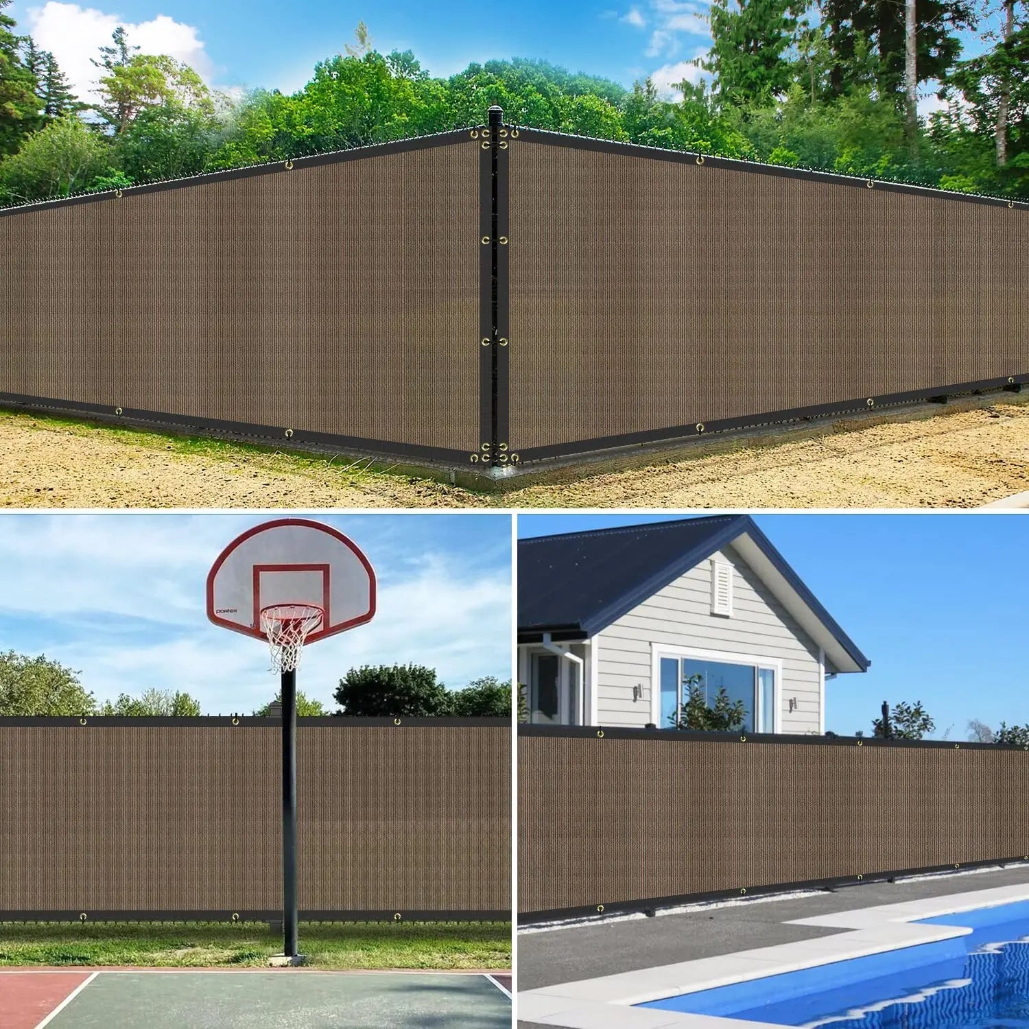 Patio Fence Privacy Screen Mesh with Grommets & Zip Ties