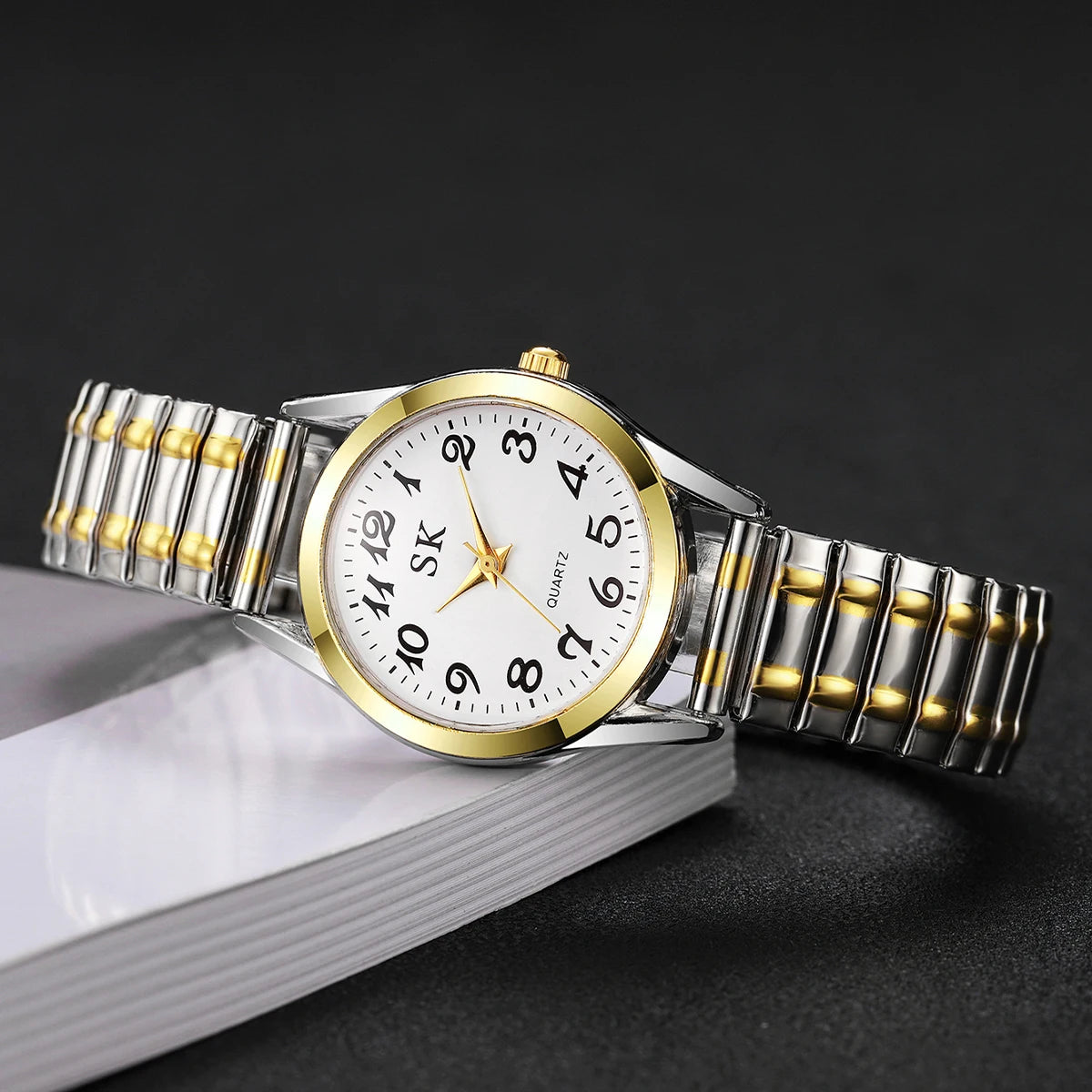 Digital Watch with Steel Strip & Elastic Band