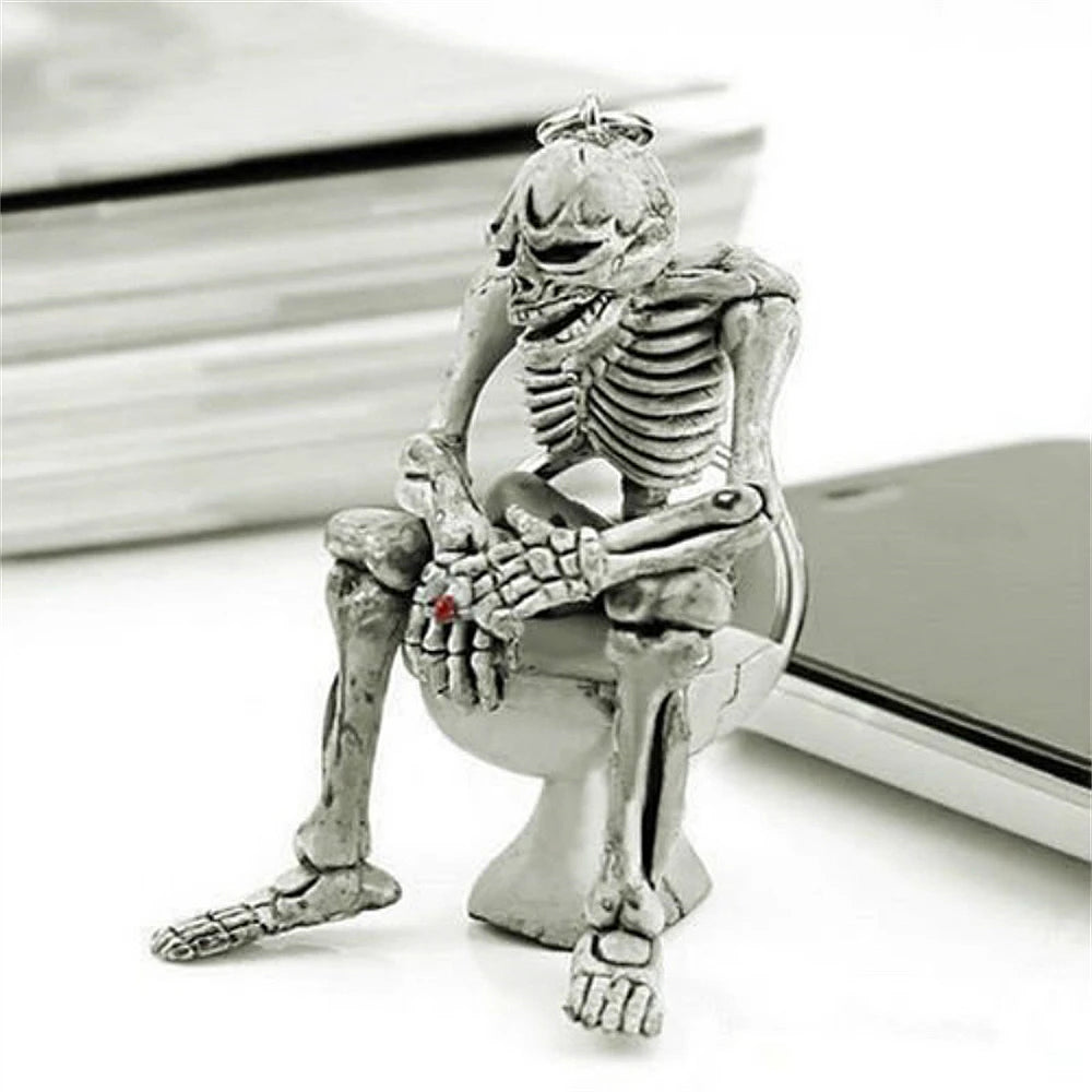 Skull Skeleton Toilet Keychain
