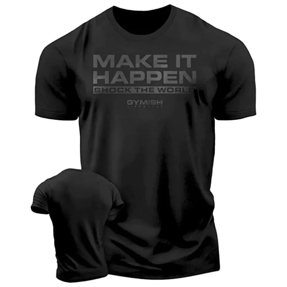 Men's Oversized 3D Print Gym T-Shirt - Short Sleeve