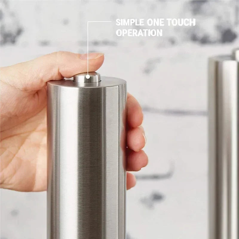 Electric Salt & Pepper Grinder Set – Stainless Steel, One-Handed Operation, Mill with Light