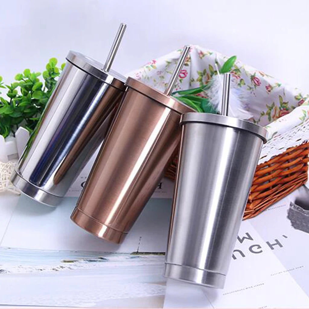 Stainless Steel Smoothie Cup with Straw