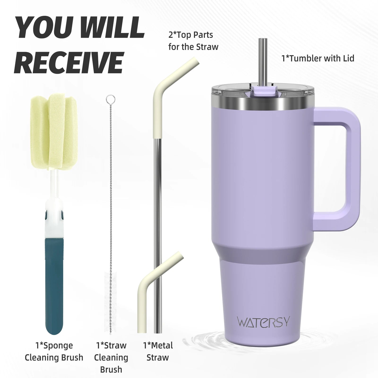 Double Wall Vacuum Insulated Stainless Steel Tumbler with Handle & Straw – 20oz, 30oz or 40oz
