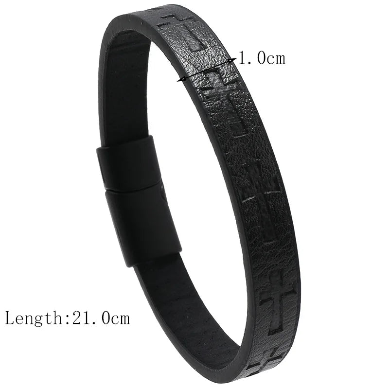 Men's Leather Bracelet - Detachable Magnetic Buckle