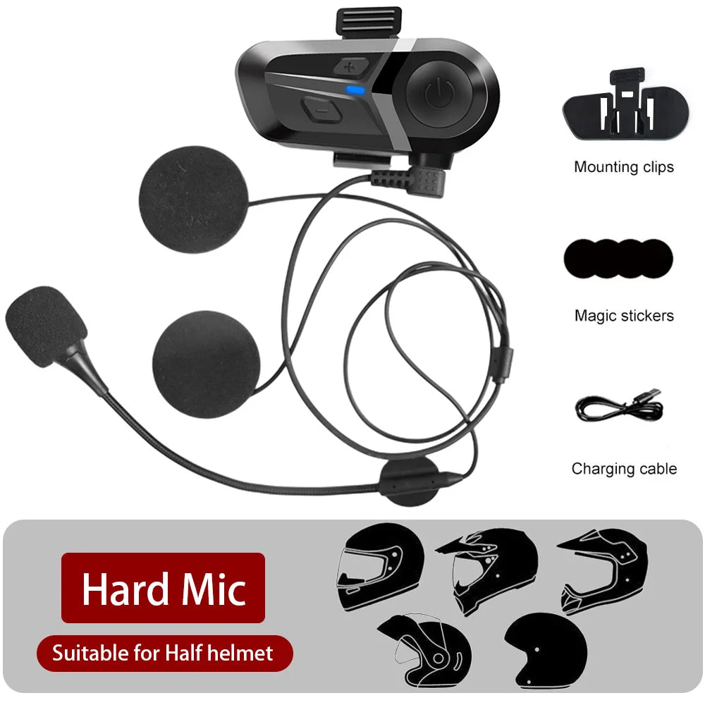 Waterproof Bluetooth 5.3 Motorcycle Helmet Earbuds with Hands-Free Calling