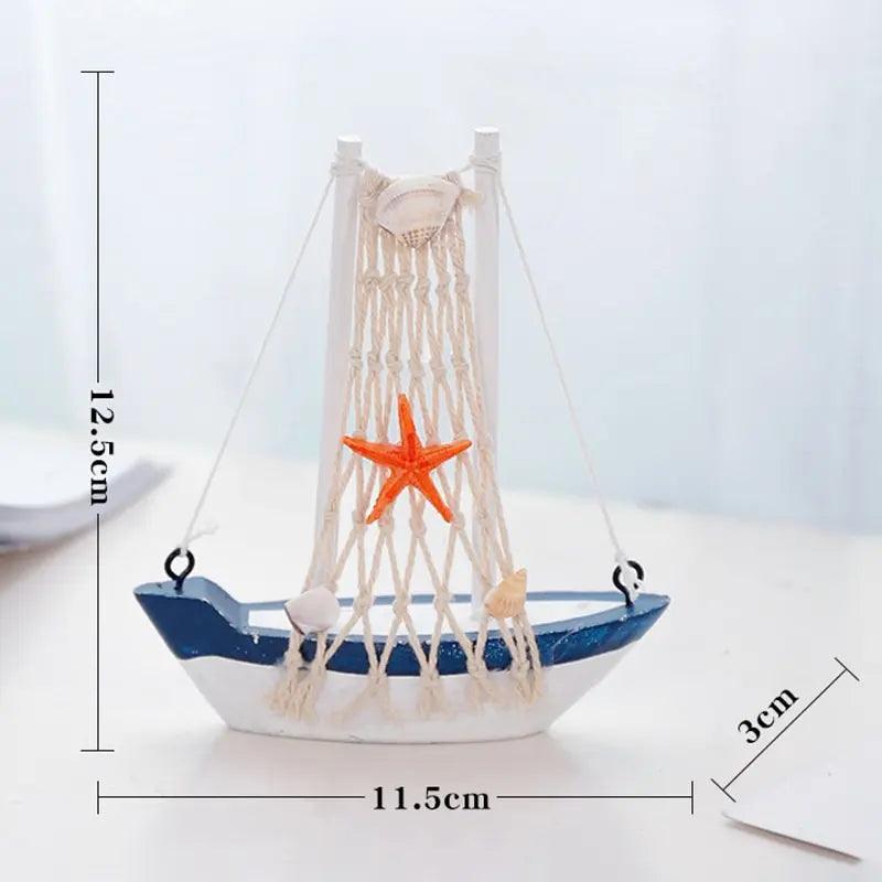 Wooden Blue Sailing Boat – Nautical Home Décor Ornament