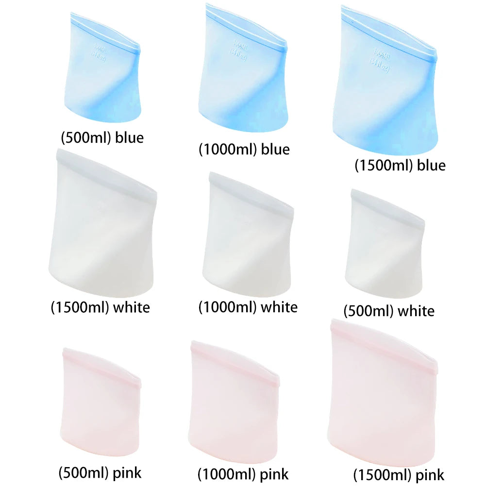 Silicone Food Storage Bags - Leakproof Containers - Reusable - Fresh-keeping