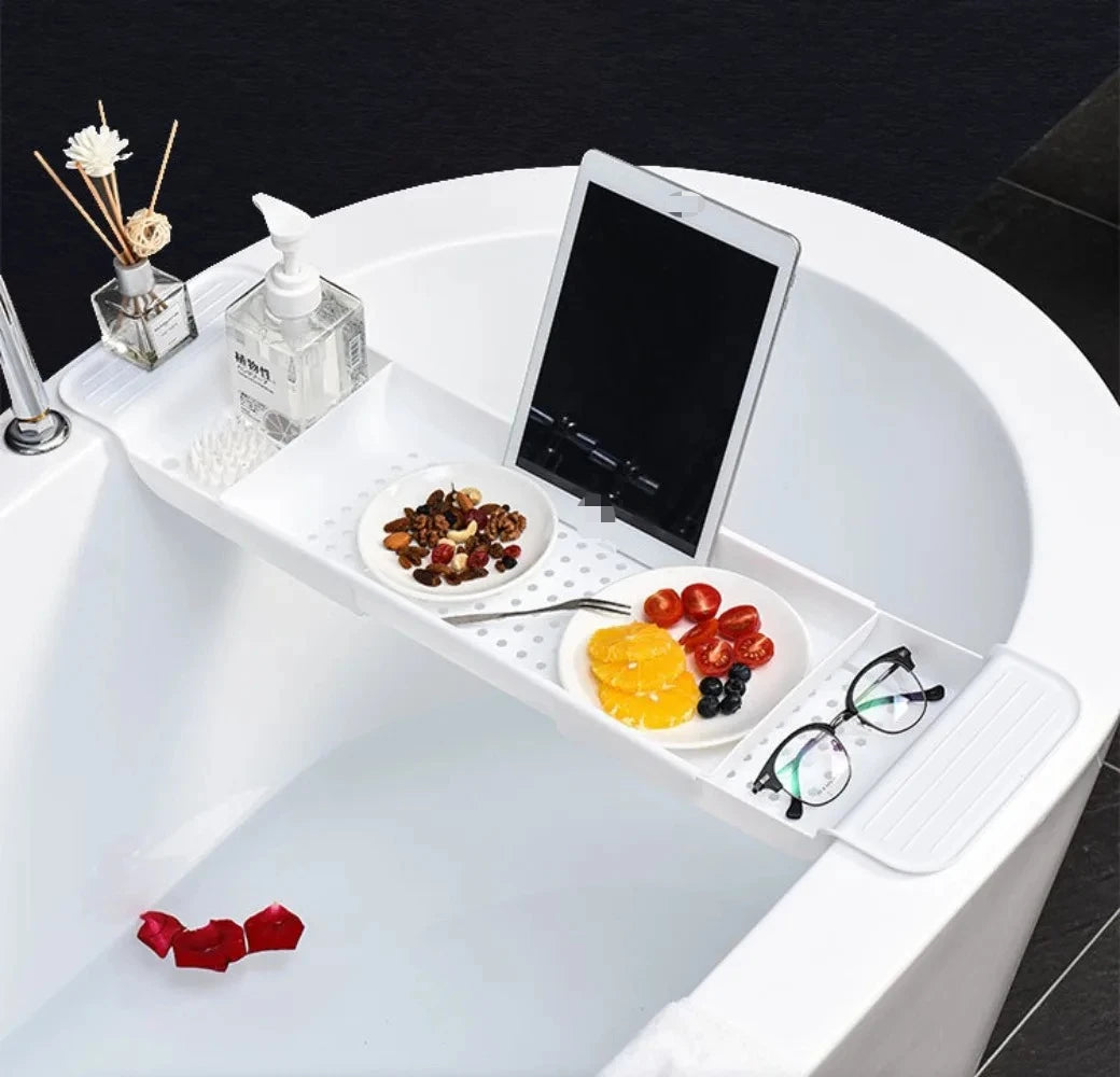 Adjustable Bathtub Rack - Telescopic Plastic Drainage Shelf