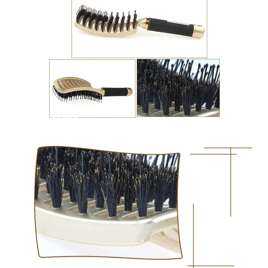 Boar Bristle & Nylon Pin Hairbrush – Smoothing & Detangling Brush