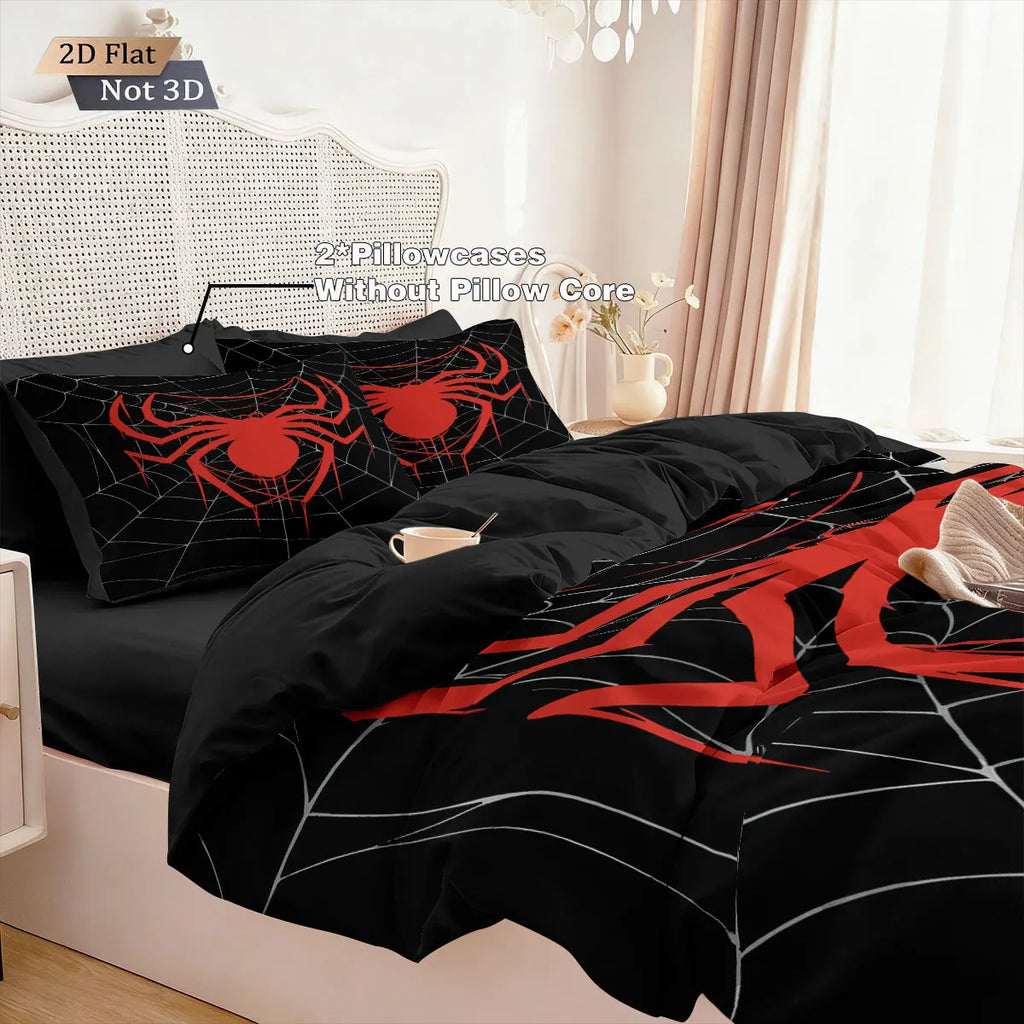 3pcs Cyber Style Spider Printed Down Duvet Cover Set