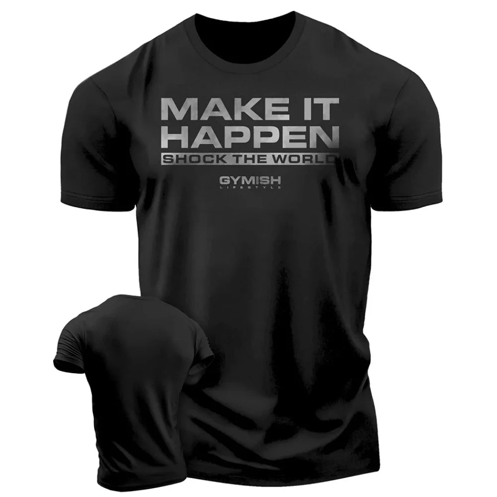 Men's Oversized 3D Print Gym T-Shirt - Short Sleeve