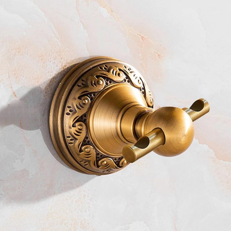 Antique Brass Aluminium Bathroom Accessories Set - Wall Mounted