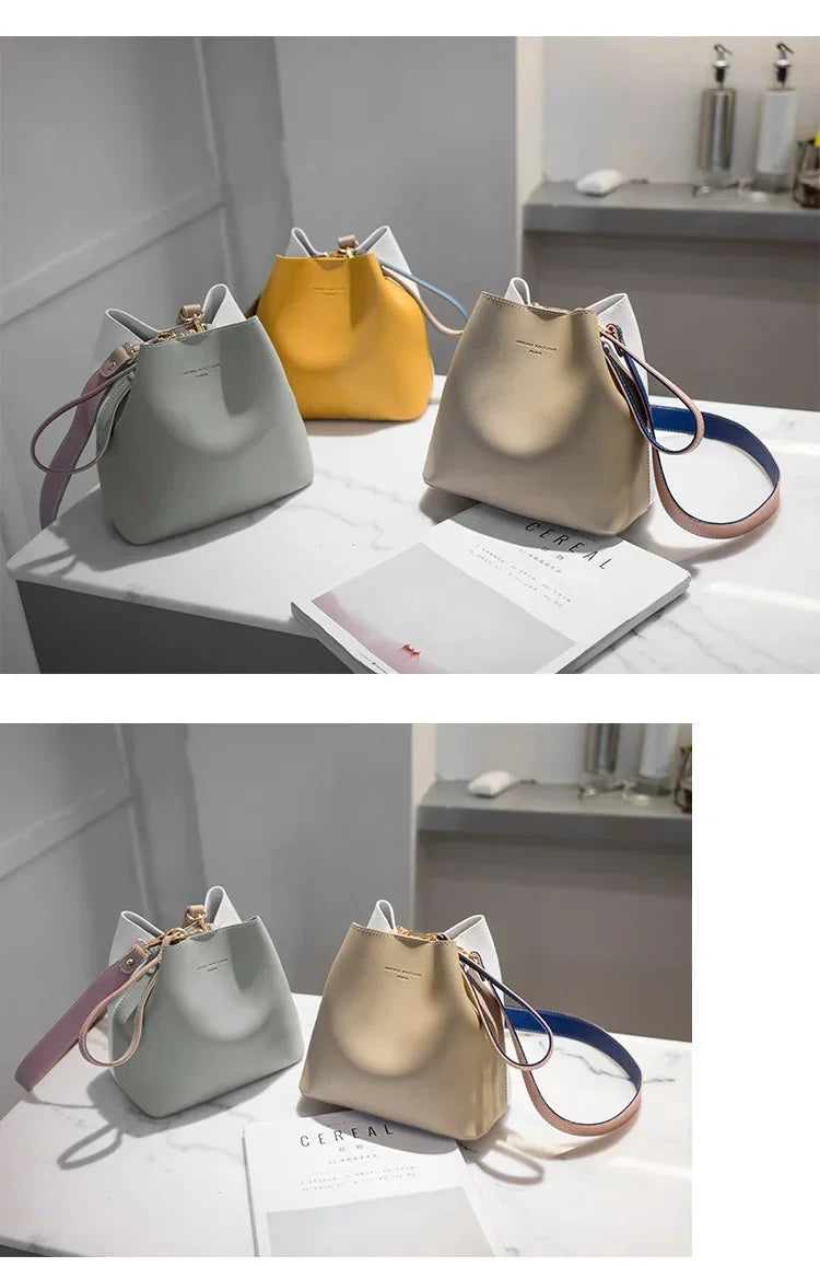 Fashionable PU Leather Bucket Bag