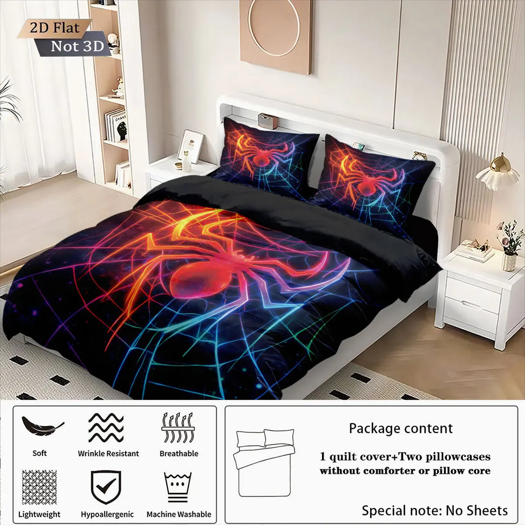 3pcs Cyber Style Spider Printed Down Duvet Cover Set
