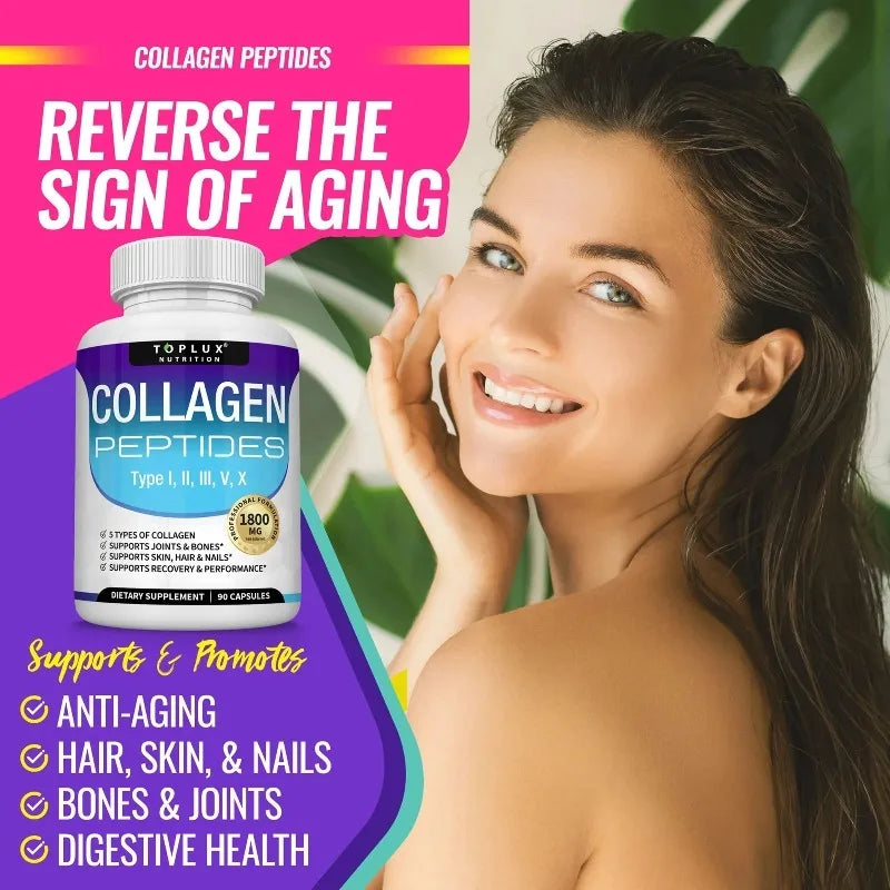 Collagen Peptides 1800mg - Skin Texture, Moisture & Antioxidant