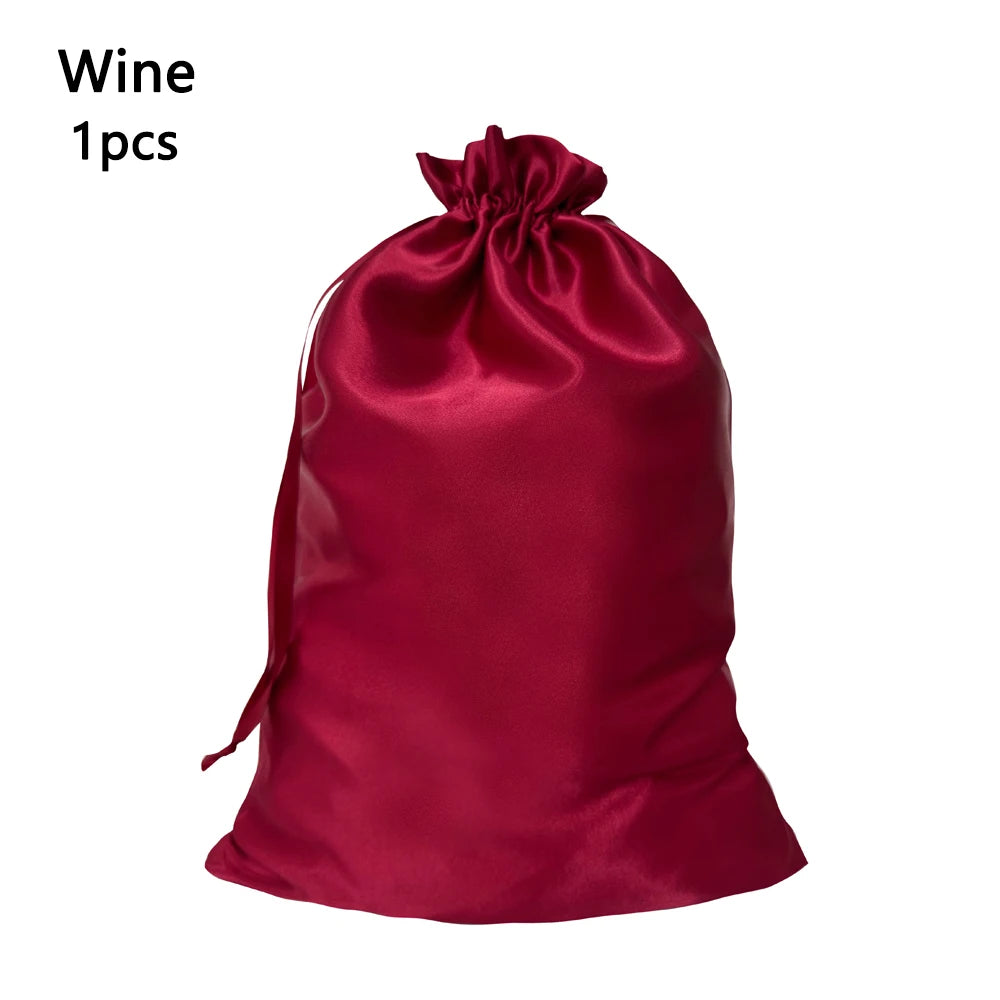 Silky Satin Wig Storage Bags with Drawstring – Dust-Free Protection, Set of 3