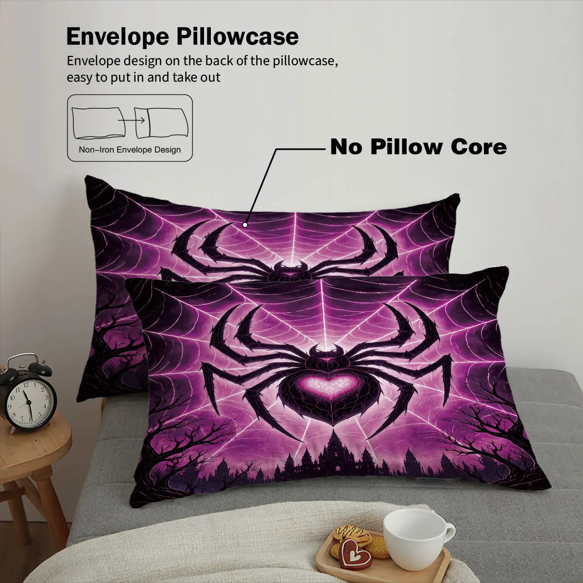 3pcs Cyber Style Spider Printed Down Duvet Cover Set