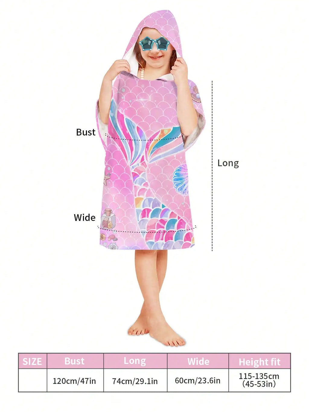 Kids Cartoon Hooded Bathrobe & Beach Towel Cloak