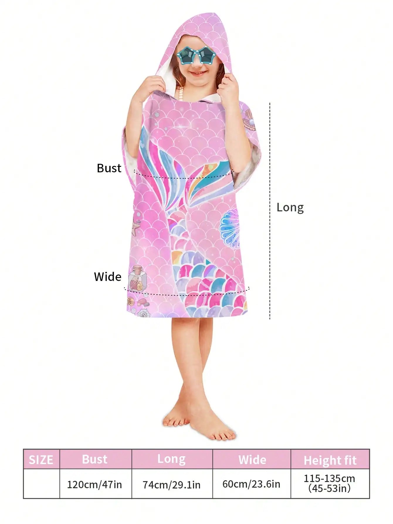 Kids Cartoon Hooded Bathrobe & Beach Towel Cloak
