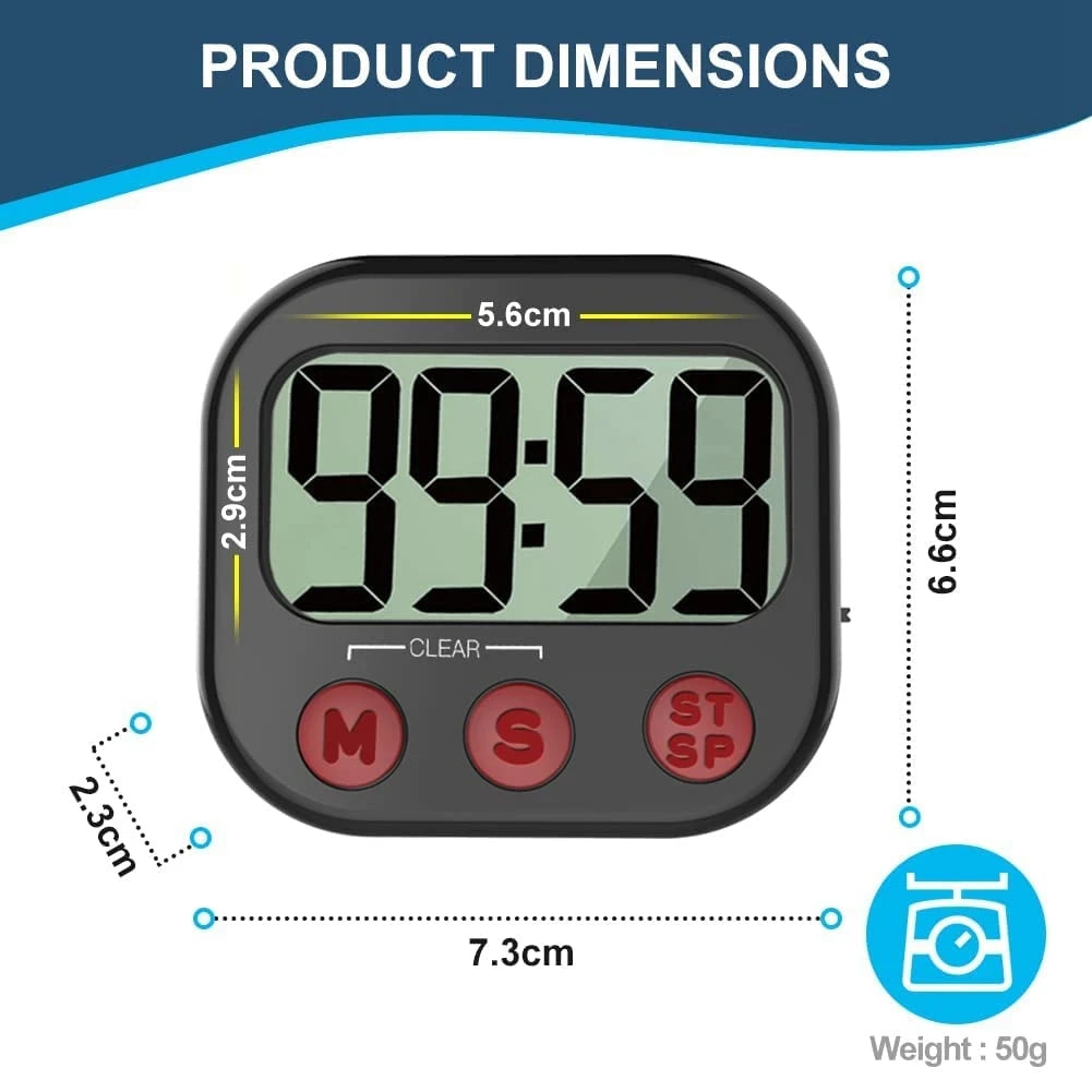 Digital Magnetic Kitchen Timer with LCD Display – Count Up & Down