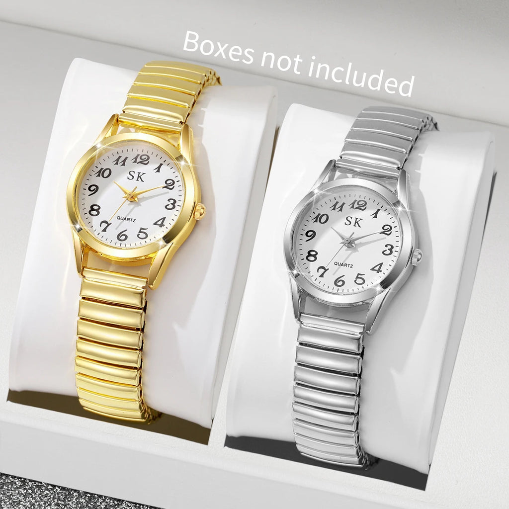 Digital Watch with Steel Strip & Elastic Band