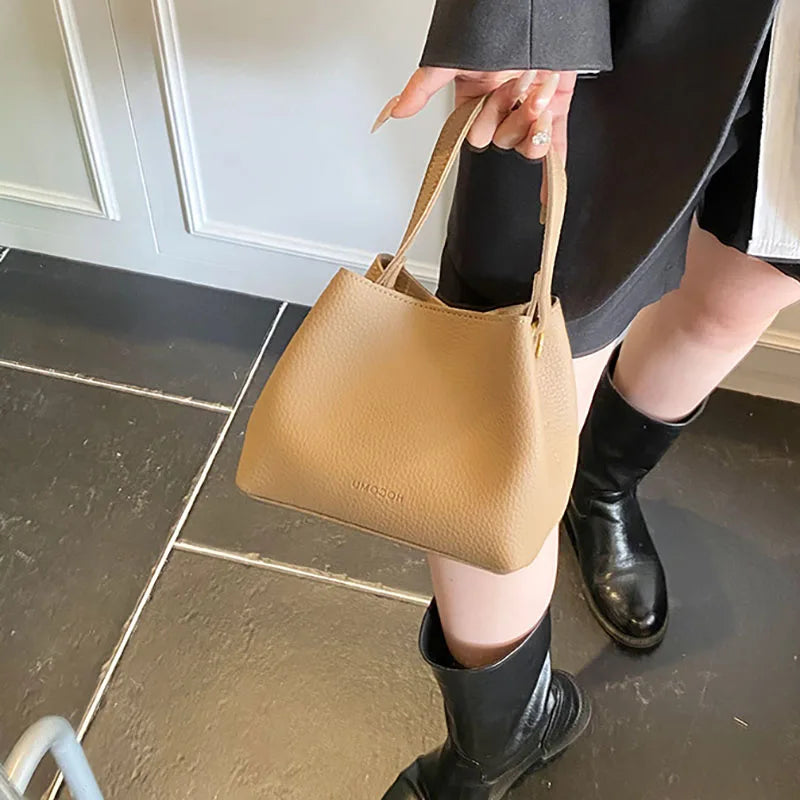 Women's PU Leather Bucket Bag – Shoulder & Crossbody