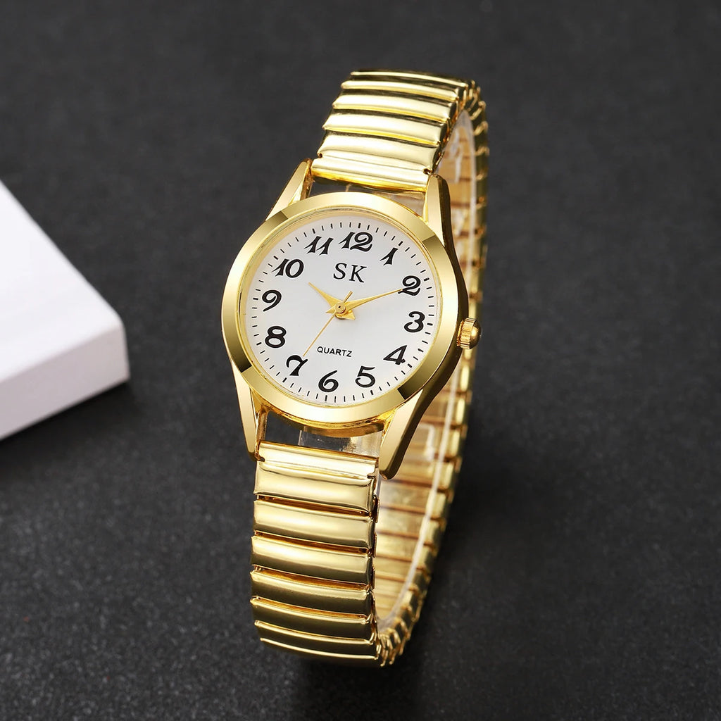 Digital Watch with Steel Strip & Elastic Band
