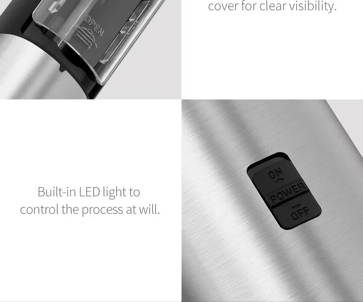 Automatic Salt & Pepper Grinder Set – LED Light, Adjustable Mill