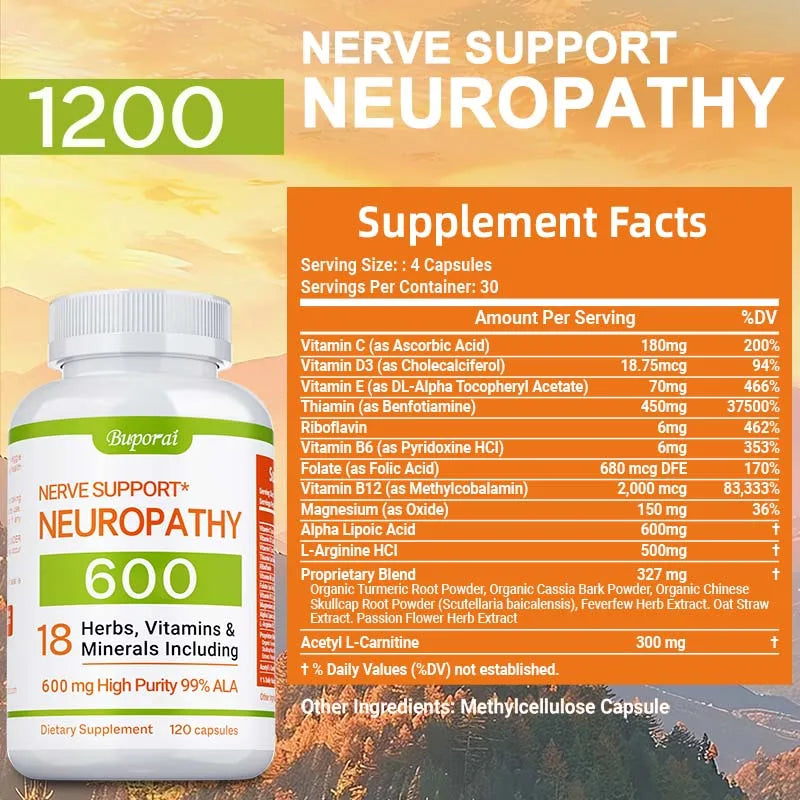 Neuropathy Support Supplement 600mg - Nerve, Brain & Energy Health