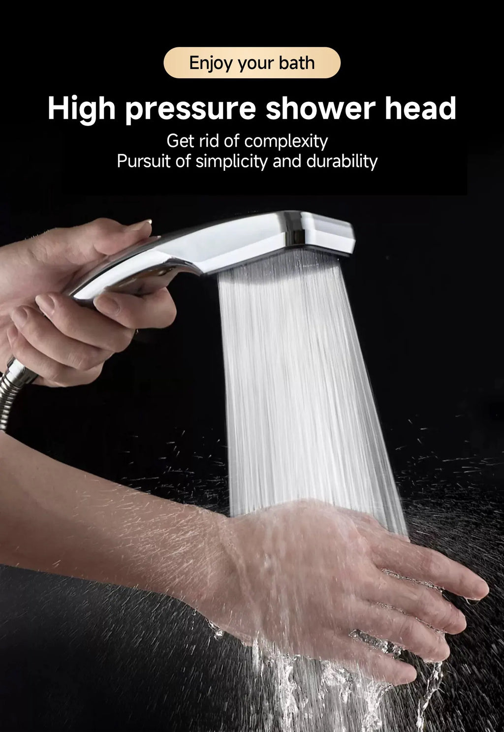 300-Hole Pressurized Square Handheld Shower Head