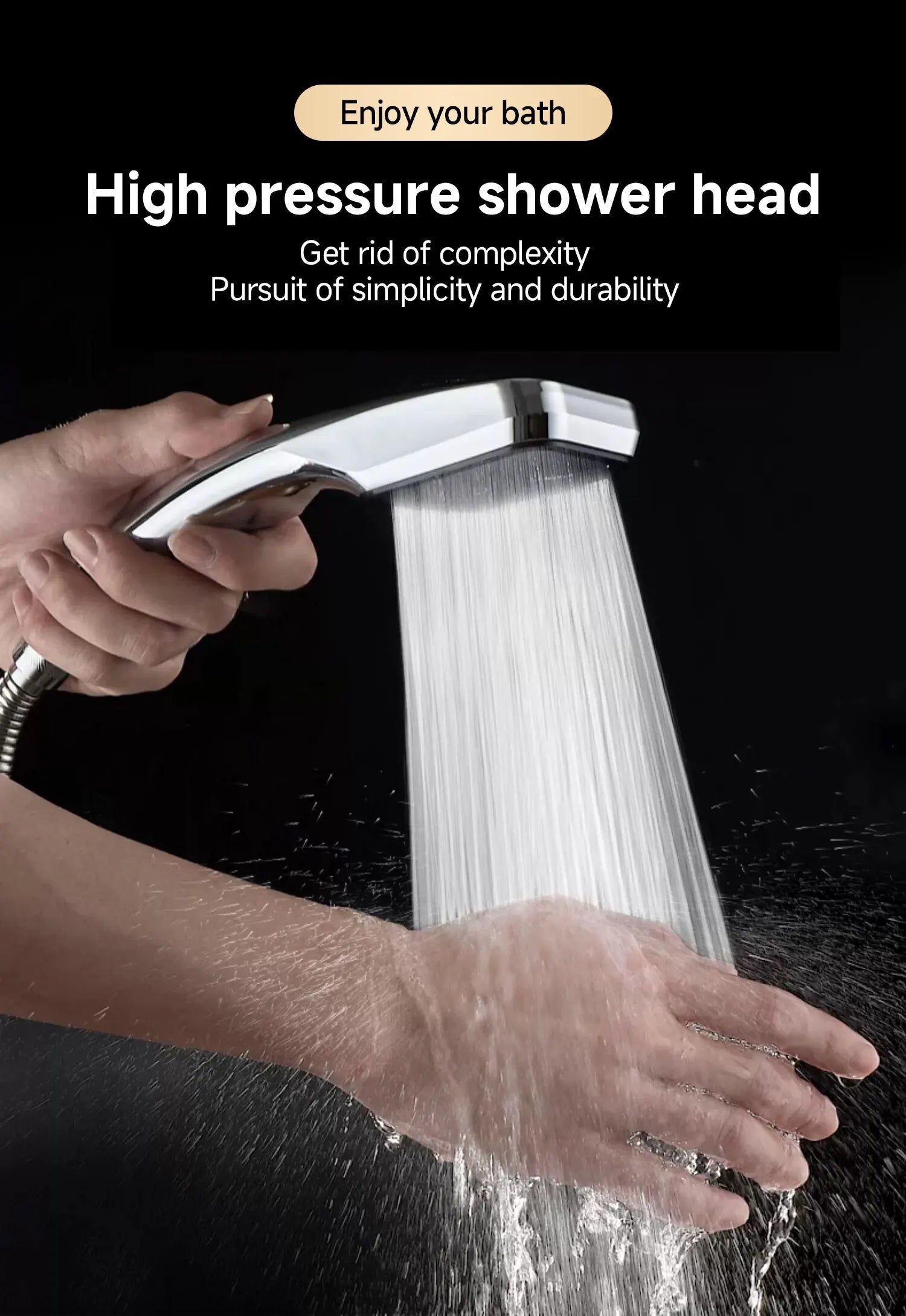 300-Hole Pressurized Square Handheld Shower Head