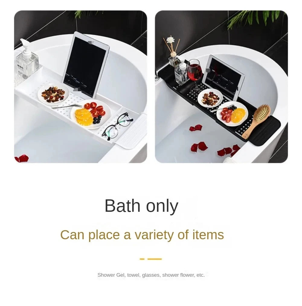 Adjustable Bathtub Rack - Telescopic Plastic Drainage Shelf
