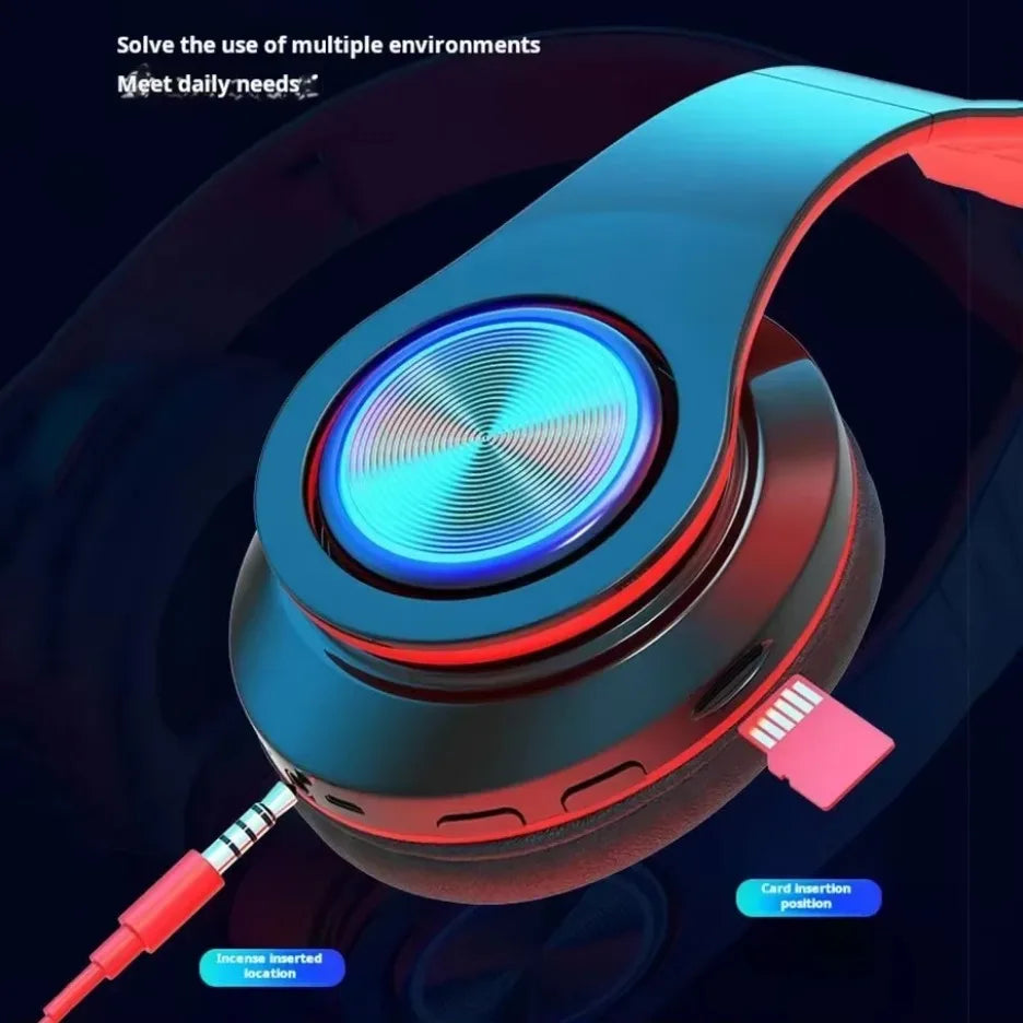 Wireless Bluetooth Gaming Headphones with Mic & RGB Lighting