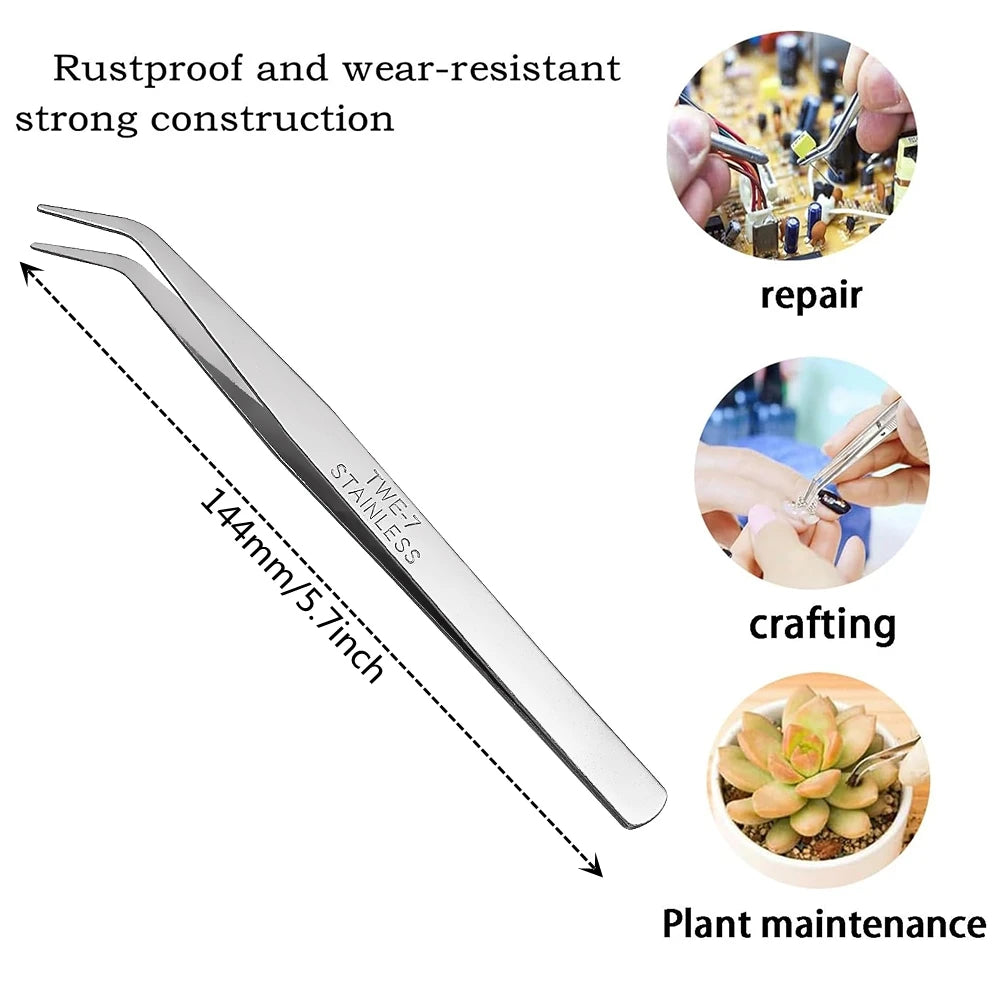 Stainless Steel Tweezers – Curved Serrated Tip