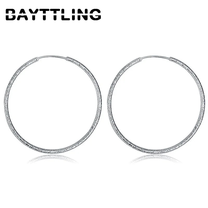 925 Sterling Silver Frosted Circle Earrings