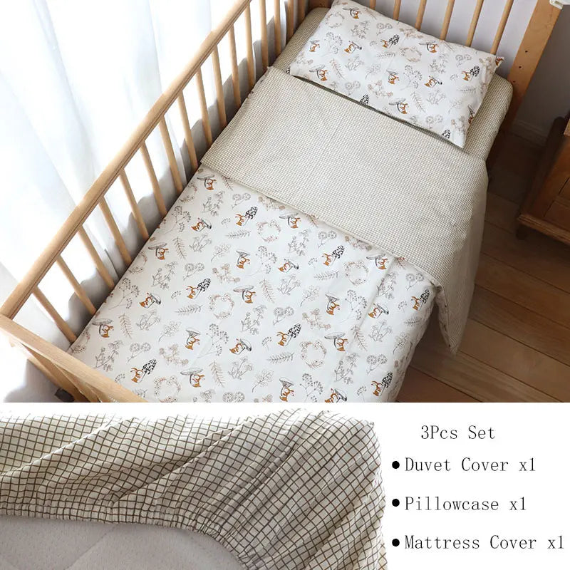 3 Pcs Kids Bedding Set - Cotton Bed Linen set Include, Pillowcase, Sheet and Duvet Cover