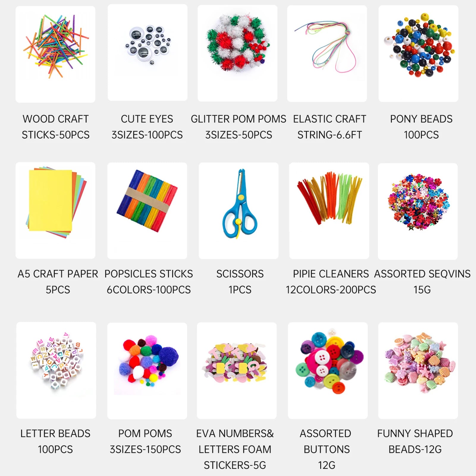 2000+ Piece DIY Arts & Crafts Supplies Kit with Carrying Box