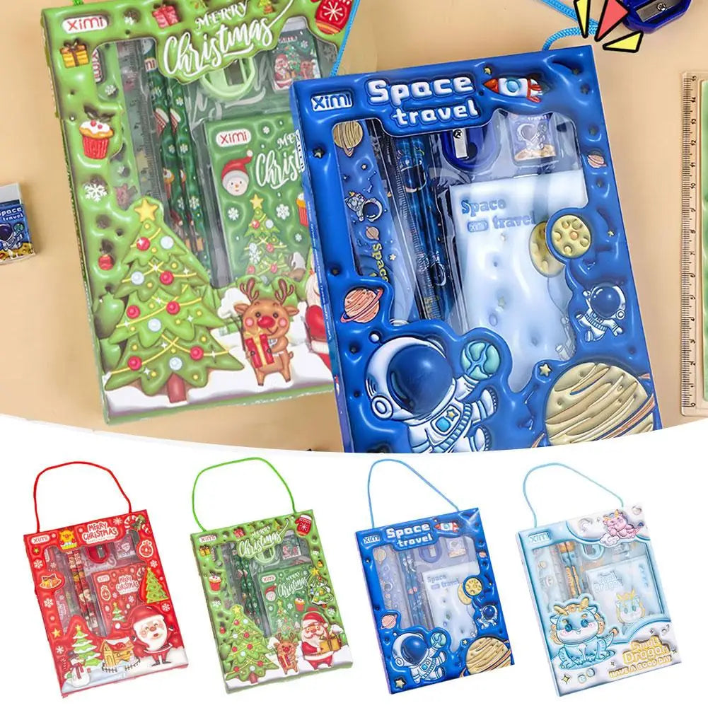 6 Pcs Stationery Sets - Pencil Ruler Eraser Sharpener