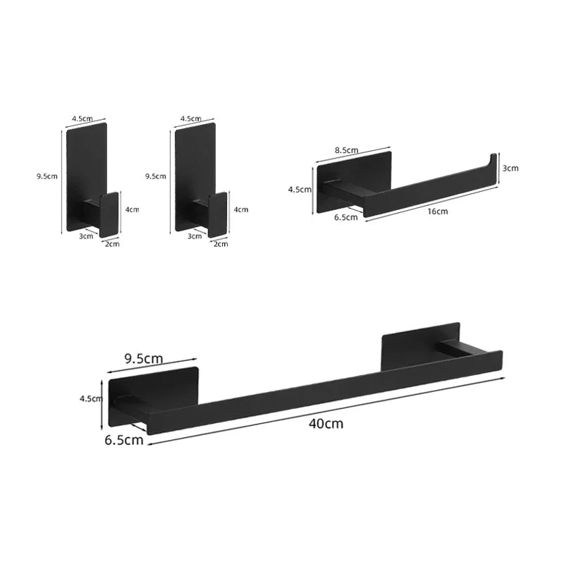 Matte Black Bathroom Accessories Set - Wall Mounted