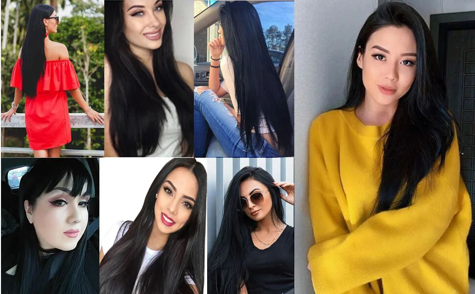 Straight Remy Human Hair Clip-In Extensions – Full Head Set, 8 Pieces