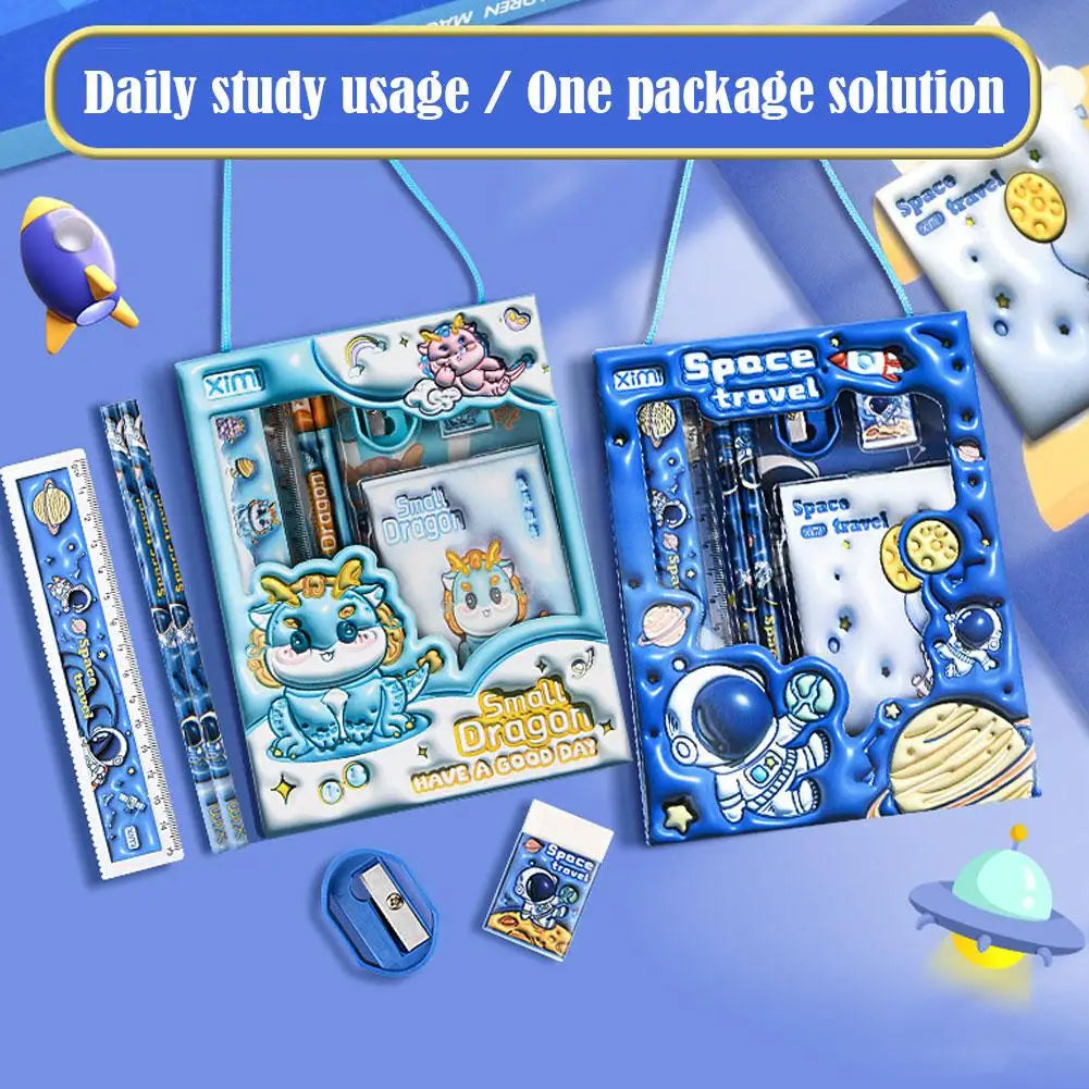 6 Pcs Stationery Sets - Pencil Ruler Eraser Sharpener