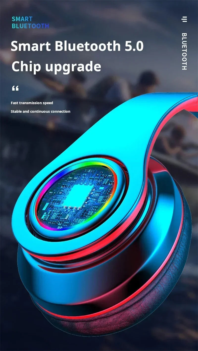Wireless Bluetooth Gaming Headphones with Mic & RGB Lighting