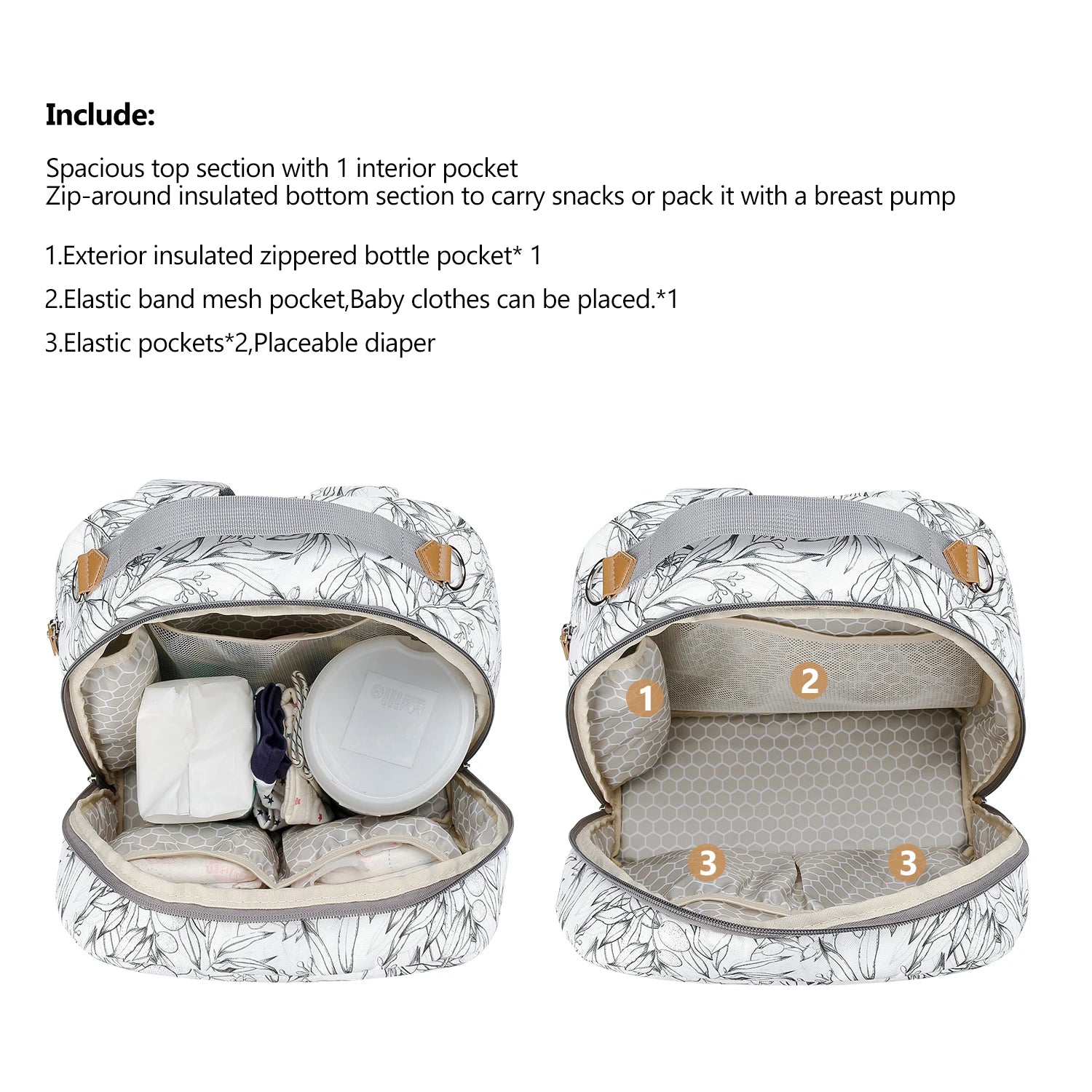 Breast Pump Bag with Insulated Cooler Compartment