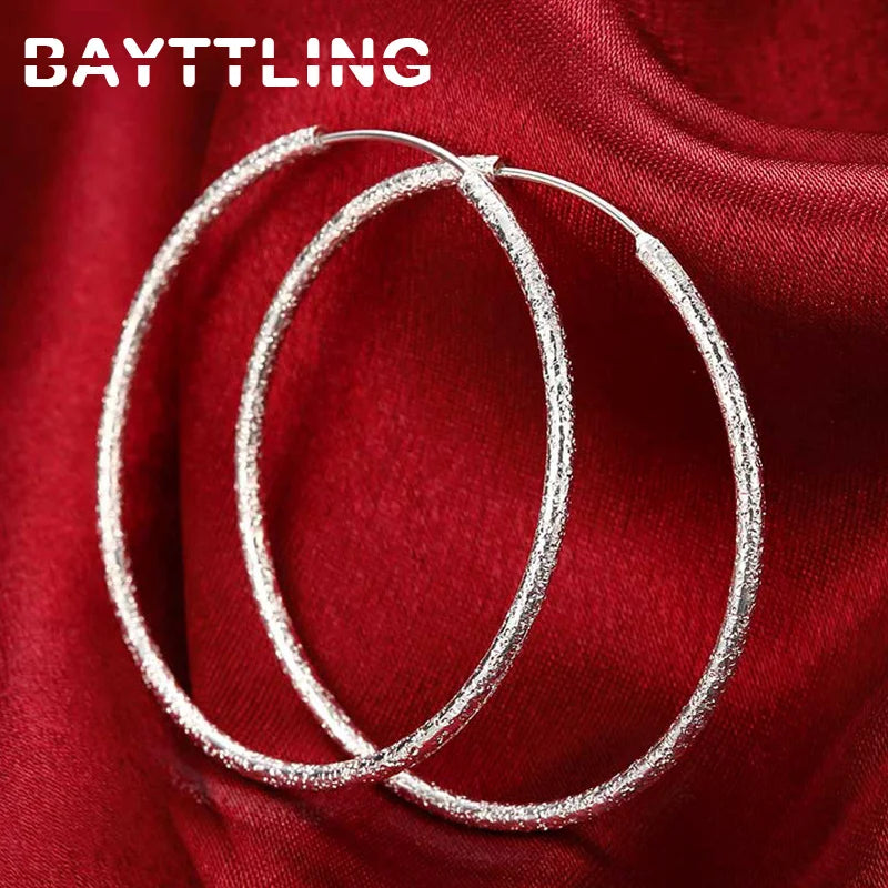 925 Sterling Silver Frosted Circle Earrings