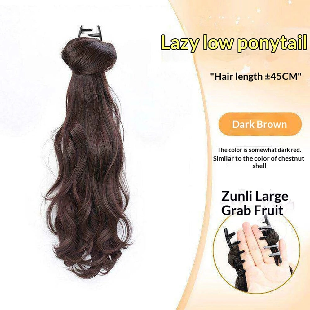 Slightly Curly Synthetic Claw Clip Ponytail Extension – Natural Look, Easy Clip-On